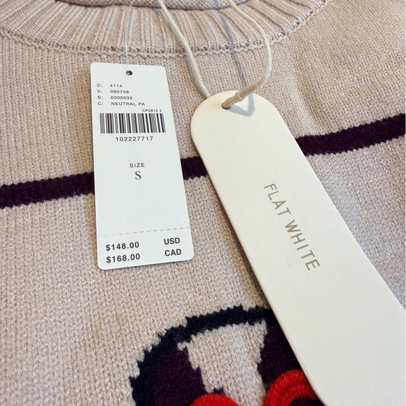 NWT Anthropologie Flat White Size Small Crew-Neck Dog Icon Sweater - Picture 15 of 16